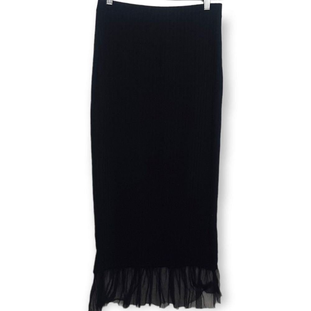 Shein Ribbed Maxi Skirt with Tulle Hem Size Medium